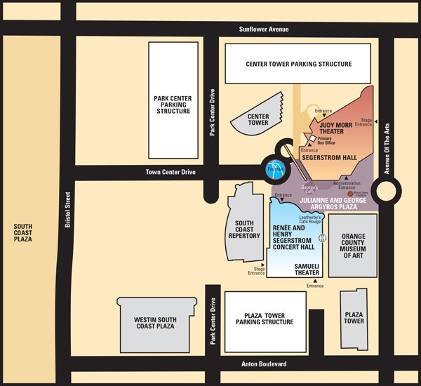 Segerstrom Center for the Arts and surrounding area map