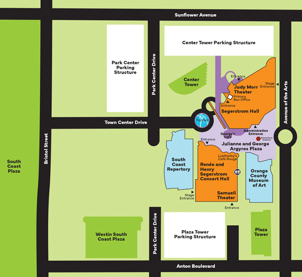 Segerstrom Center for the Arts and surrounding area map